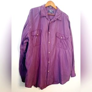 100% Silk Carrington Casuals by George Richard's Violet Button Up